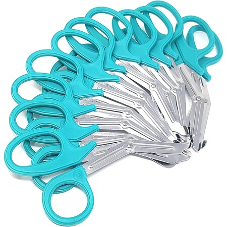 A2Z Scilab Trauma Shears 12/Pack Non-Stick 7.25 First Aid EMT Stainless Steel Utility Scissors Teal Handle A2Z-ZR875